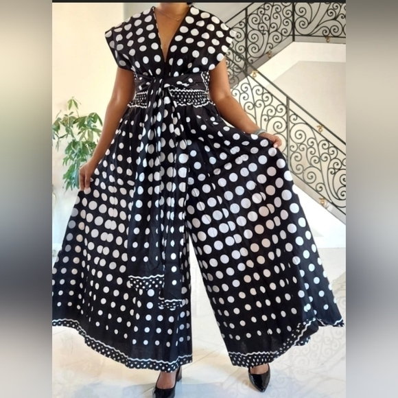 AFRICAN PRINT INFINITY PALAZZO  WIDE LEG JUMPER PANTS / HEADSCARF - Picture 1 of 1